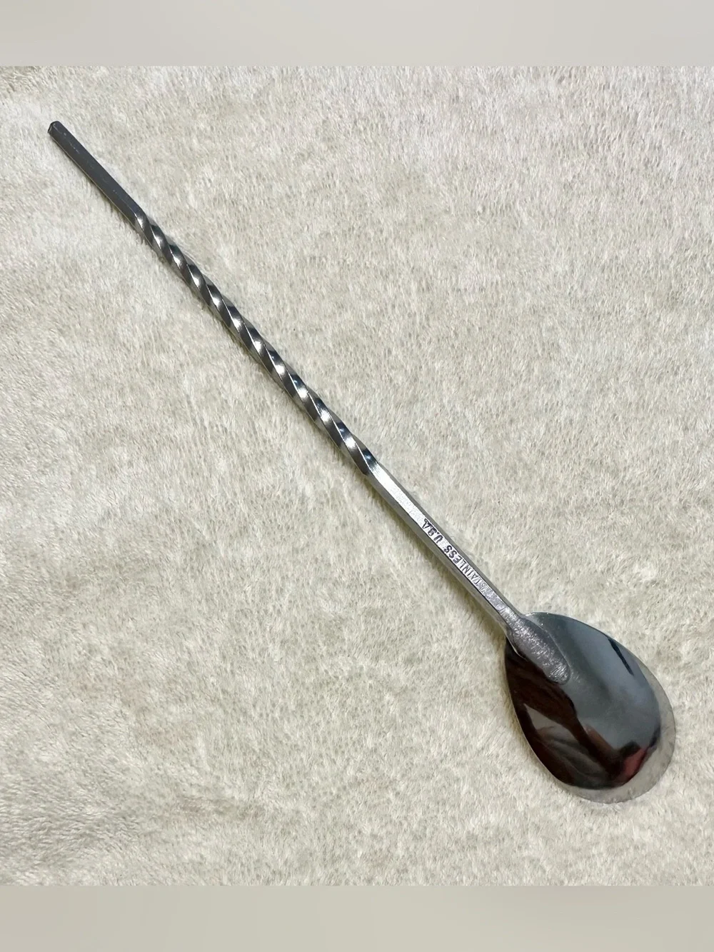 Vintage Bar Spoon Stainless Steel USA Twisted Handle Cocktail Stirrer 9